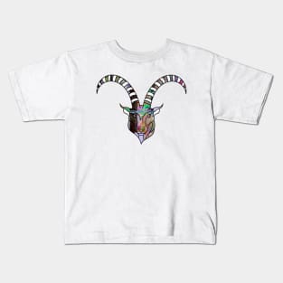 Glitch Art Neon Goat Glitchcore Kids T-Shirt